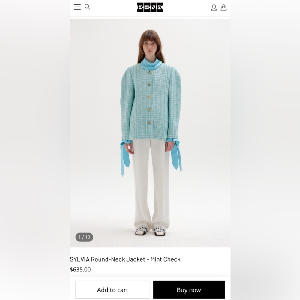 EENK SYLVIA Round-Neck Jacket - Mint Check